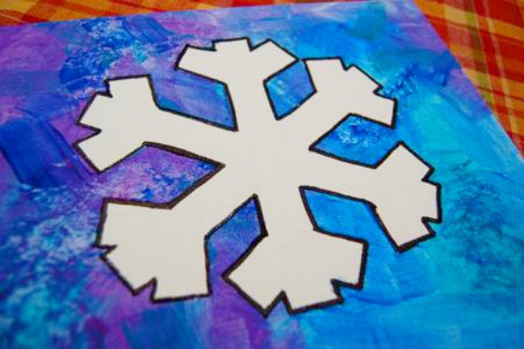 Stunning Winter Snowflake Painting -- toddlers can do this!